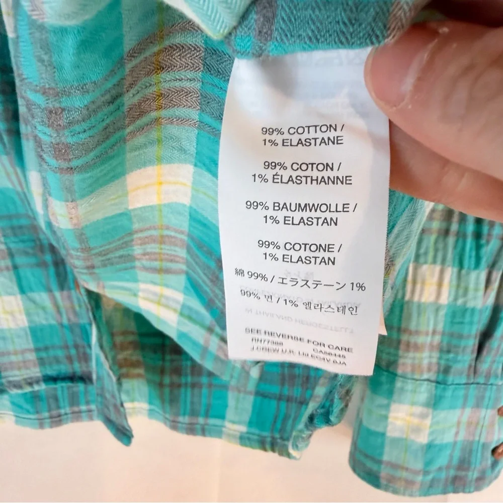 J CREW Women’s Size 8 Shirt Top Blouse Plaid Button Down Cotton Stretch